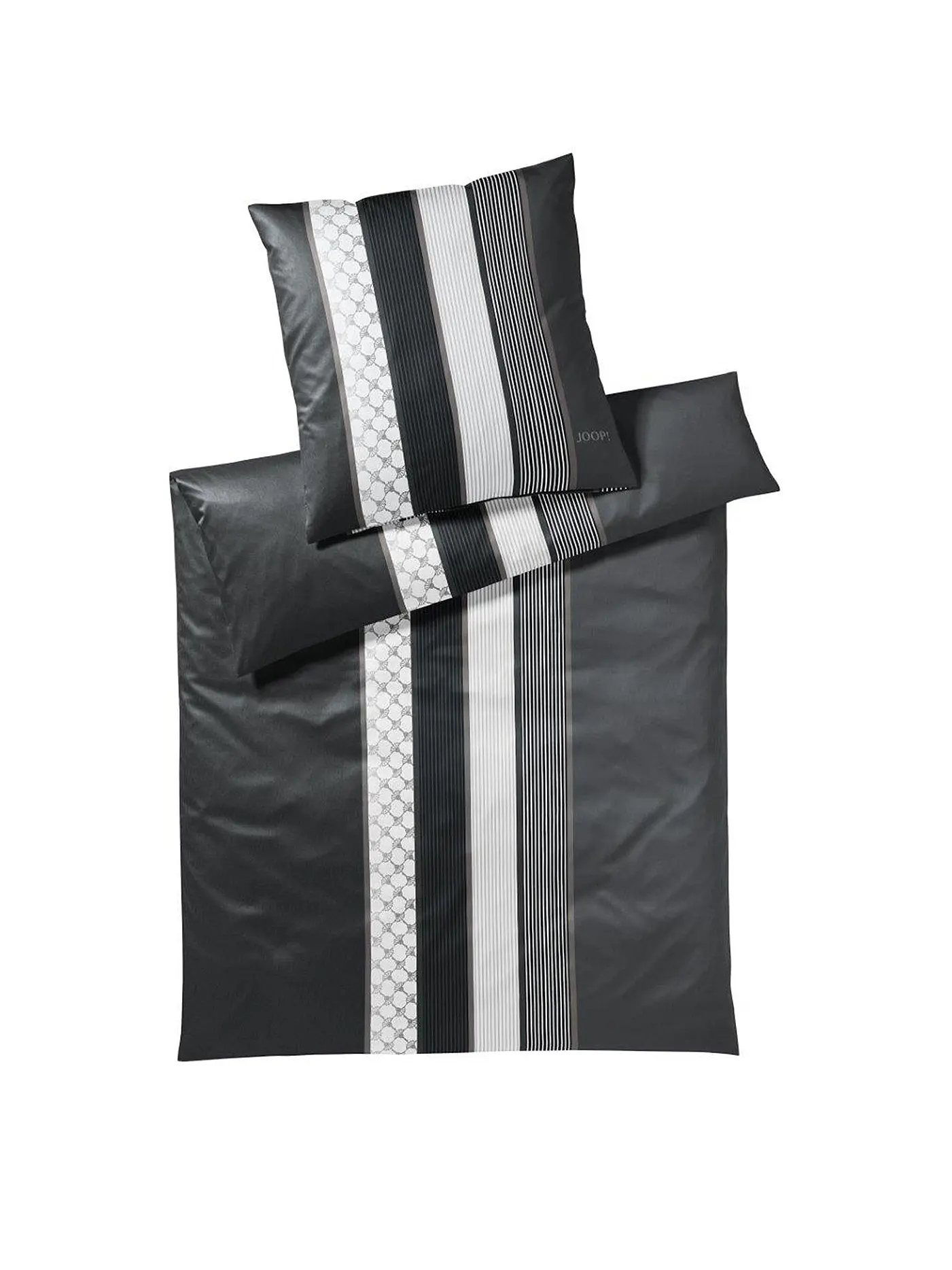 JOOP | Satin-Bettwäsche "Cornflower Stripes" 70x90 / 140x200cm (Deep Wine) | grau