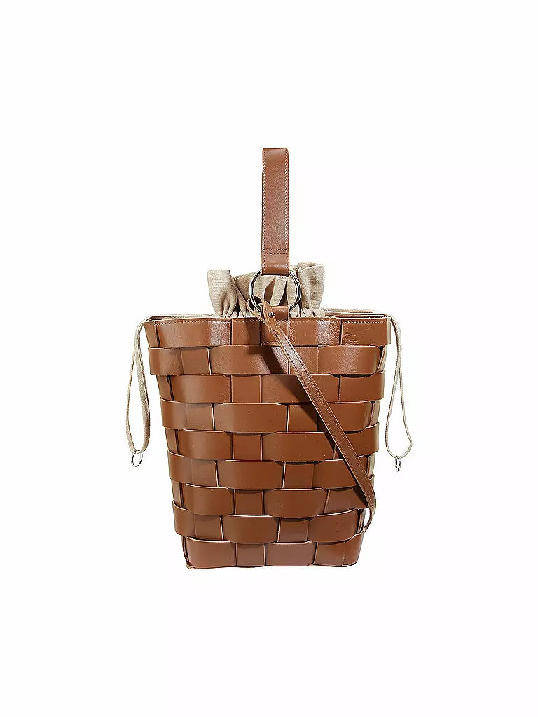 JULIA SKERGETH | Ledertasche - Bucket Bag THE GRANDE SQUARE WEAVER | braun