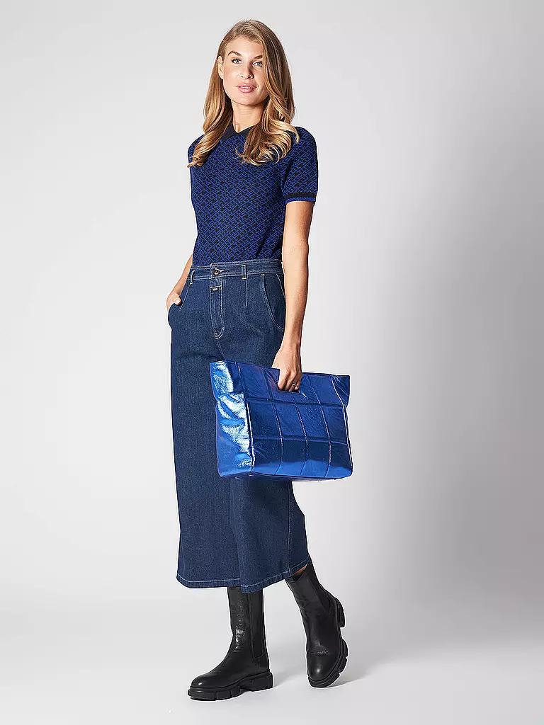 JULIA SKERGETH | Ledertasche - Shopper THE QUILTED BAG SOFT | blau