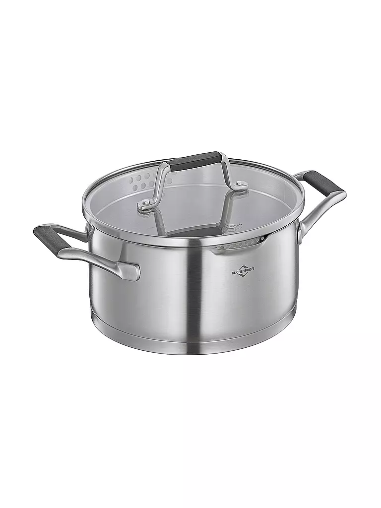 KÜCHENPROFI | Bratentopf 20cm/3l BOLOGNA Edelstahl /Schwarz | silber
