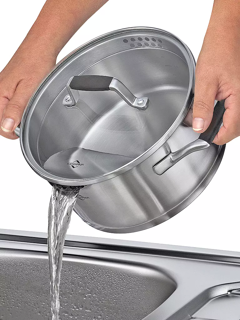 KÜCHENPROFI | Kochtopf  20cm/4l BOLOGNA Edelstahl/Schwarz | silber