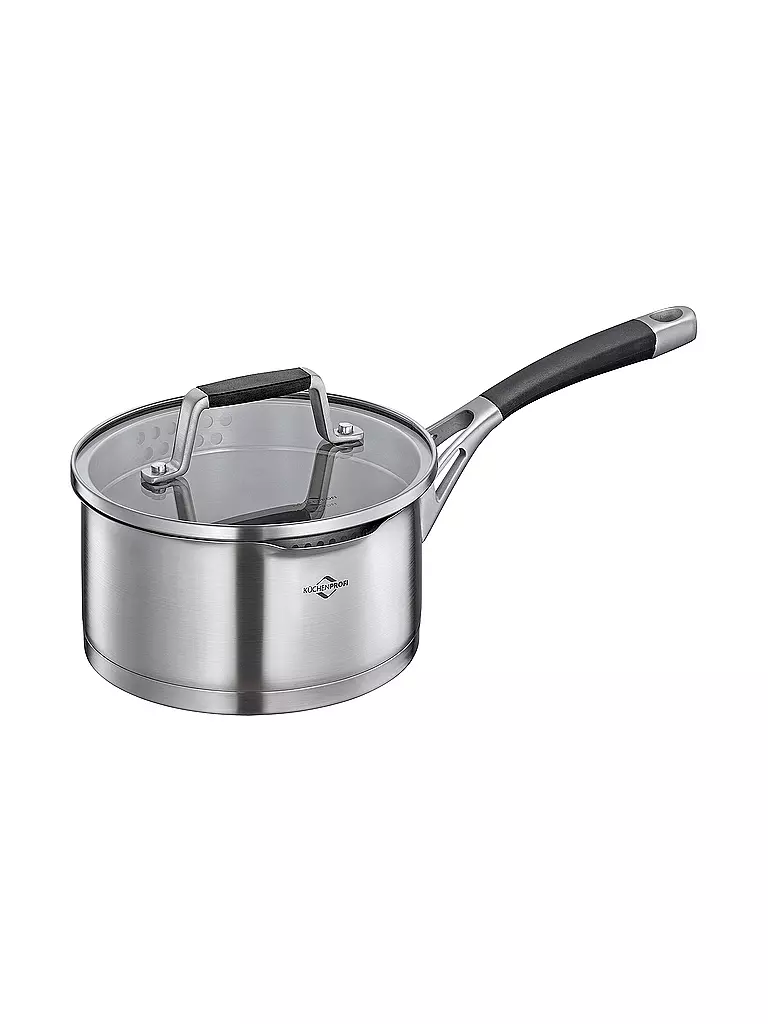 KÜCHENPROFI | Stielkasserolle 16cm/1,5l  BOLOGNA Edelstahl /Schwarz | silber