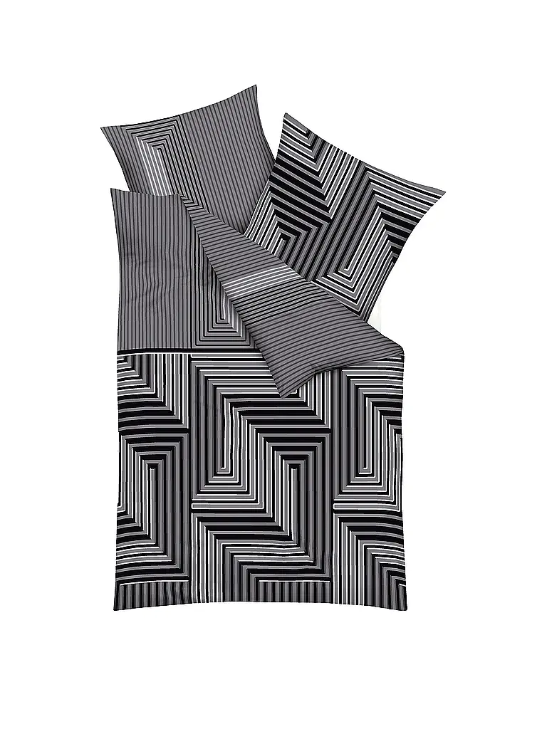 KAEPPEL | Flanell Bettwäsche 70x90cm/140x200cm ESCAPE Schwarz | Schwarz
