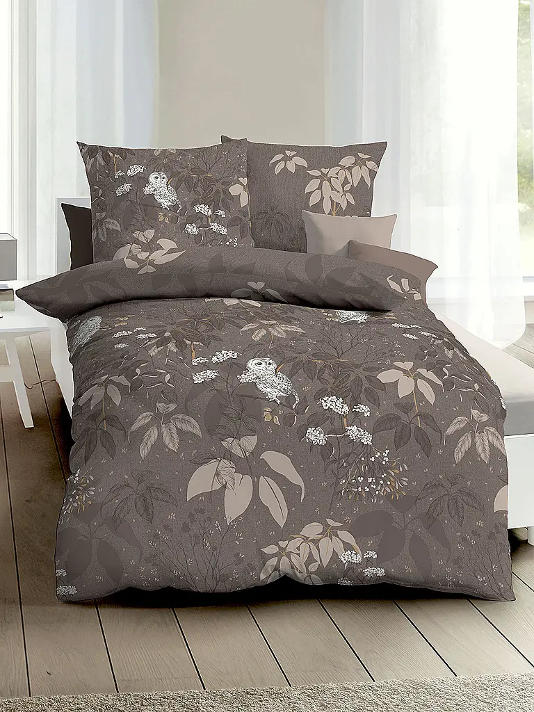 KAEPPEL | Flanell Bettwäsche 70x90cm/140x200cm SCHNEEEULE Braun | Braun