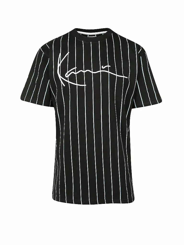 KARL KANI | T-Shirt Signature Pinstripe | schwarz