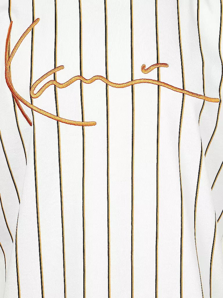 KARL KANI | T-Shirt Signature Pinstripe | weiß