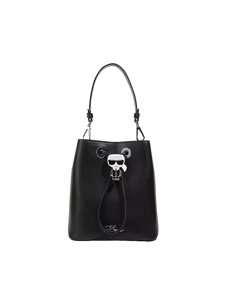 KARL LAGERFELD | Ledertasche - Beuteltasche "Ikonik" | schwarz