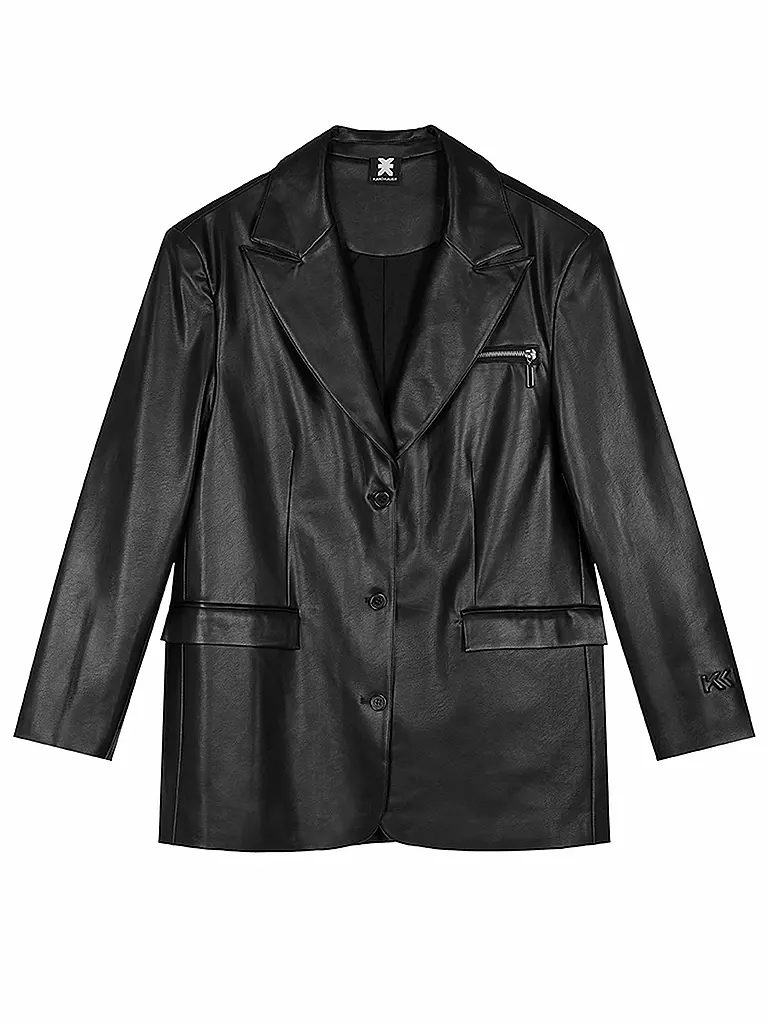 KARO KAUER | Blazer in Lederoptik  | schwarz