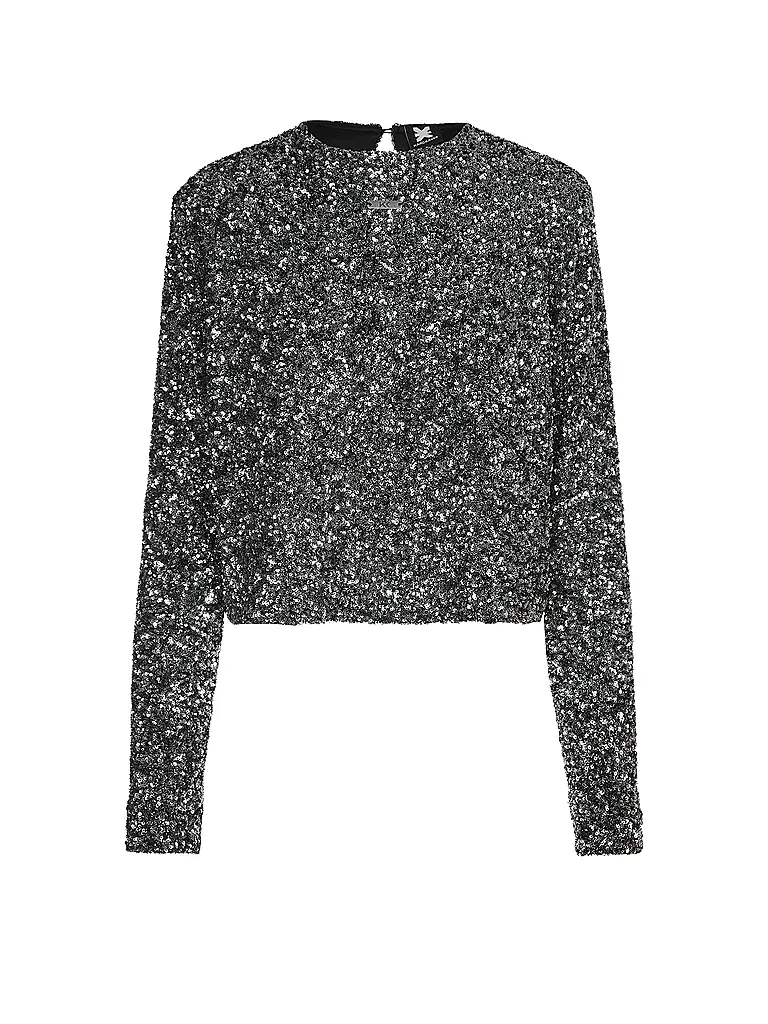 KARO KAUER | Langarmshirt SEQUINS SILVER | Silber
