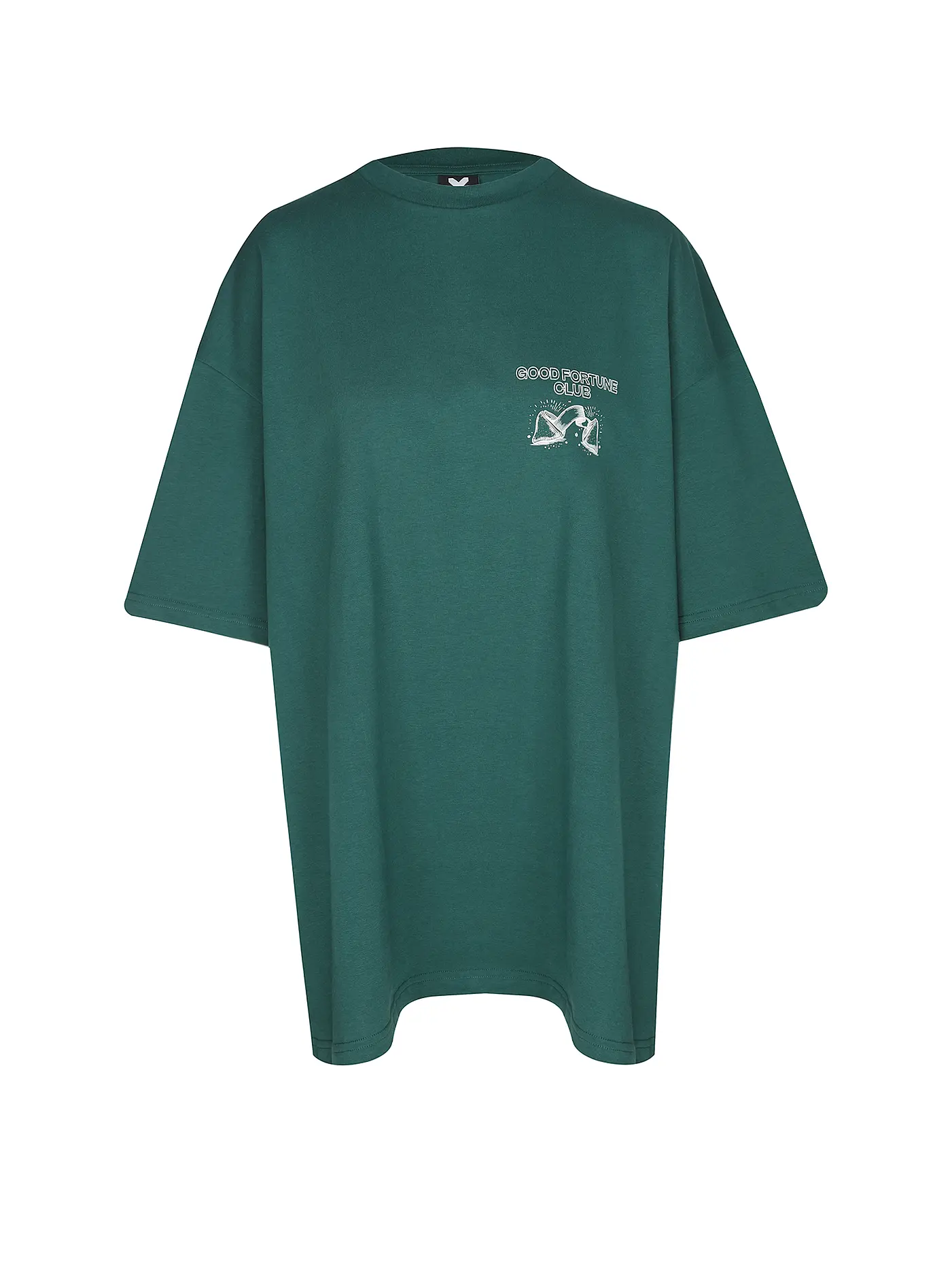 KARO KAUER | T-Shirt Oversized Fit GOOD FORTUNE | dunkelgrün