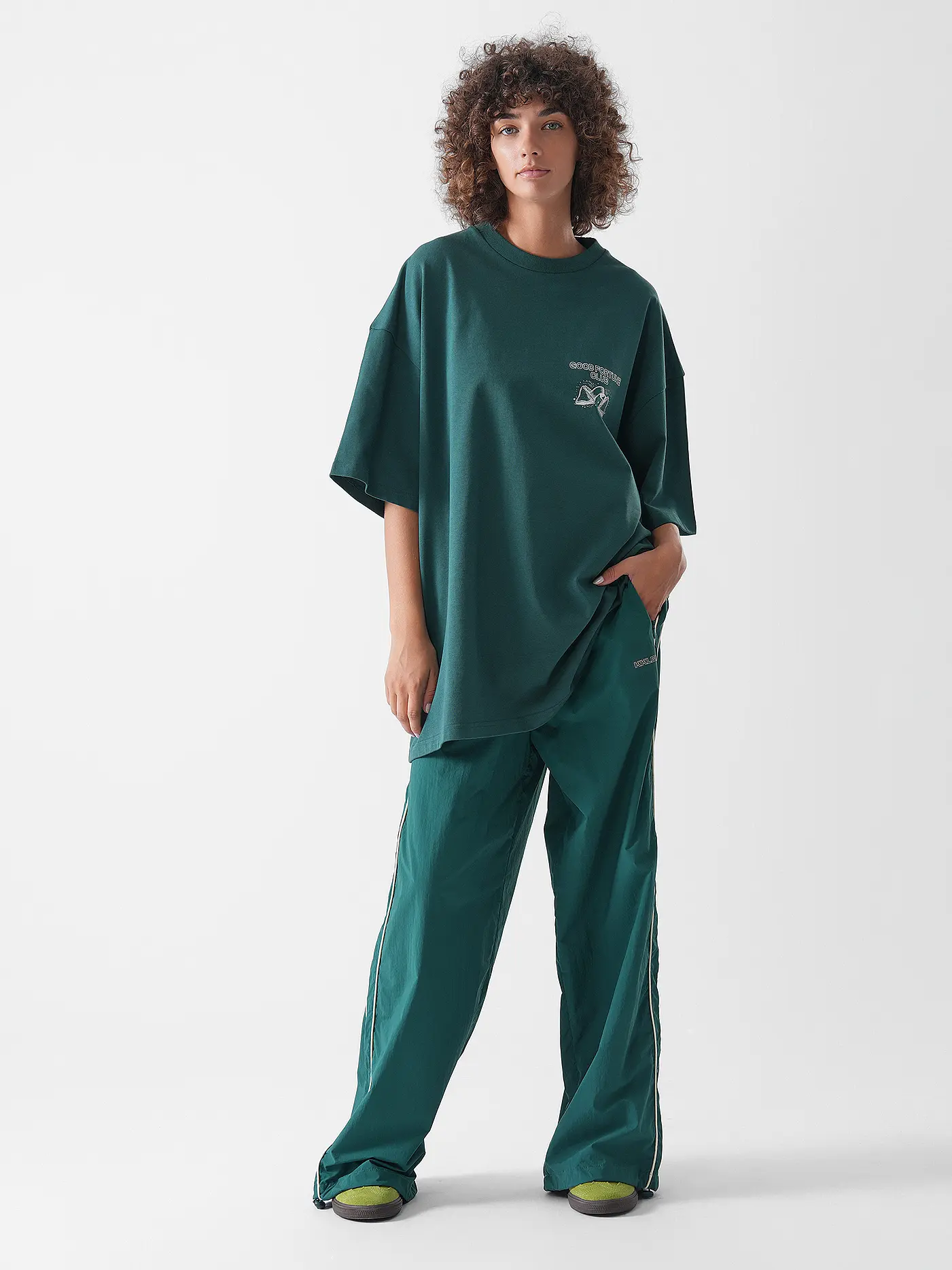 KARO KAUER | T-Shirt Oversized Fit GOOD FORTUNE | dunkelgrün