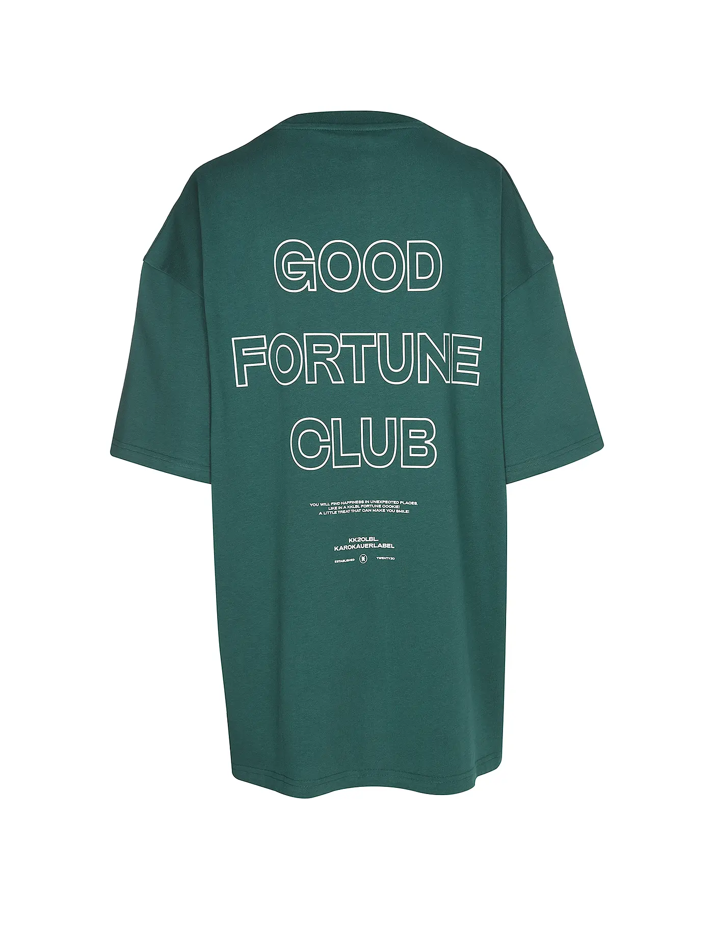 KARO KAUER | T-Shirt Oversized Fit GOOD FORTUNE | dunkelgrün