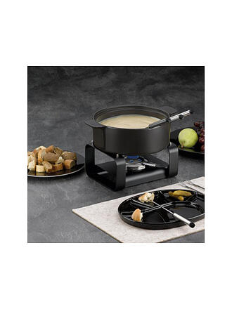 KELA | Käsefondue-Set 9tlg. ROMAN Keramik Schwarz