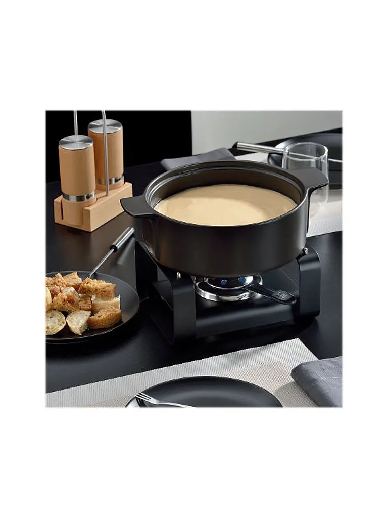 KELA | Käsefondue-Set 9tlg. ROMAN Keramik Schwarz | schwarz