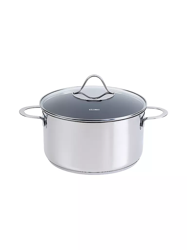 KELOMAT | Fleischtopf 24cm / 5,7l Perfekt Edelstahl Antihaft | silber