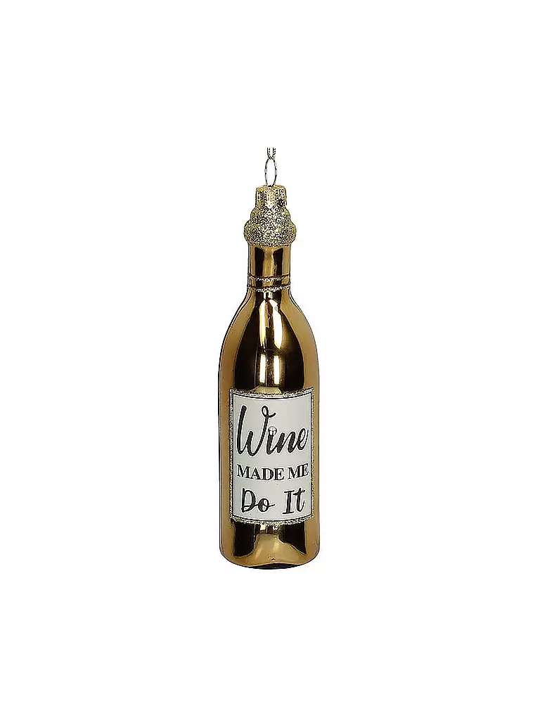 KERSTEN | Weihnachtsschmuck  Wein Flasche 15cm | gold