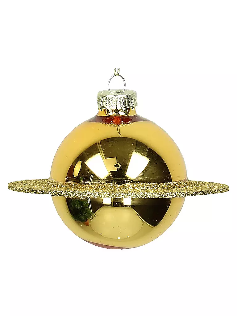 KERSTEN | Weihnachtsschmuck Weihnachtskugel Planet Glas 9,,5cm | gold