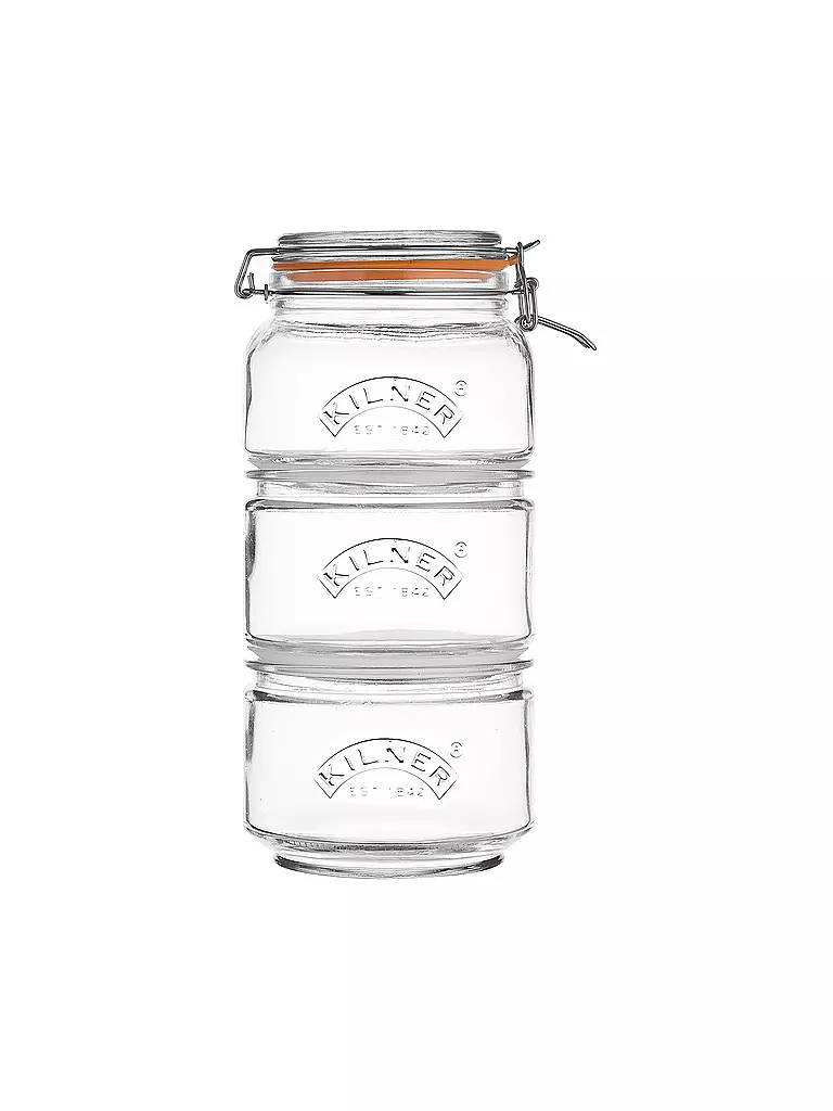 KILNER | Stapelbare Vorratsgläser 3er 0,9l | transparent