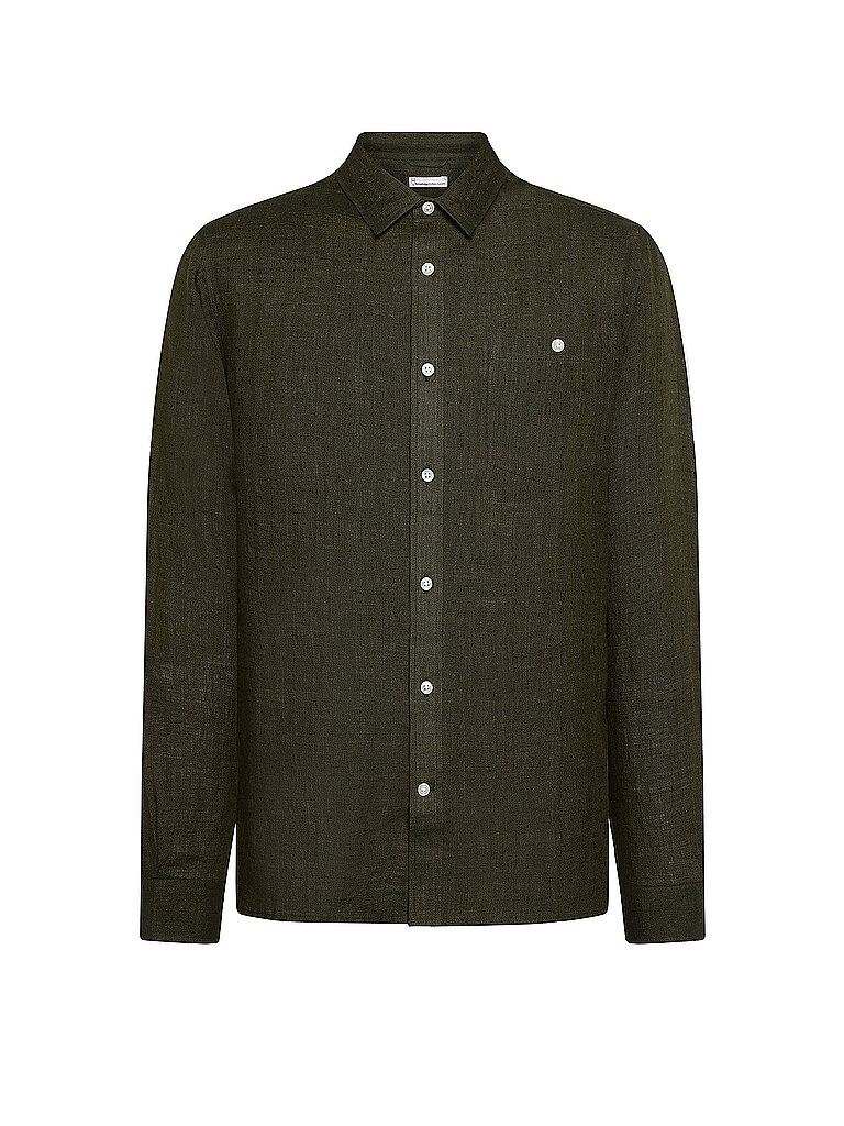 KNOWLEDGE COTTON APPAREL Leinenhemd olive | XL