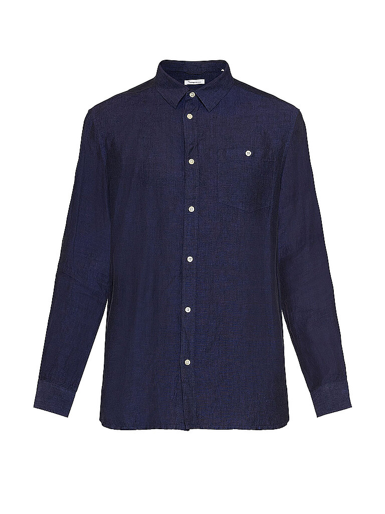 KNOWLEDGE COTTON APPAREL Leinenhemd dunkelblau | L