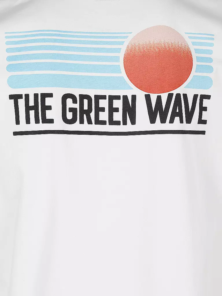 KNOWLEDGE COTTON APPAREL | T Shirt Green Wave  | weiß