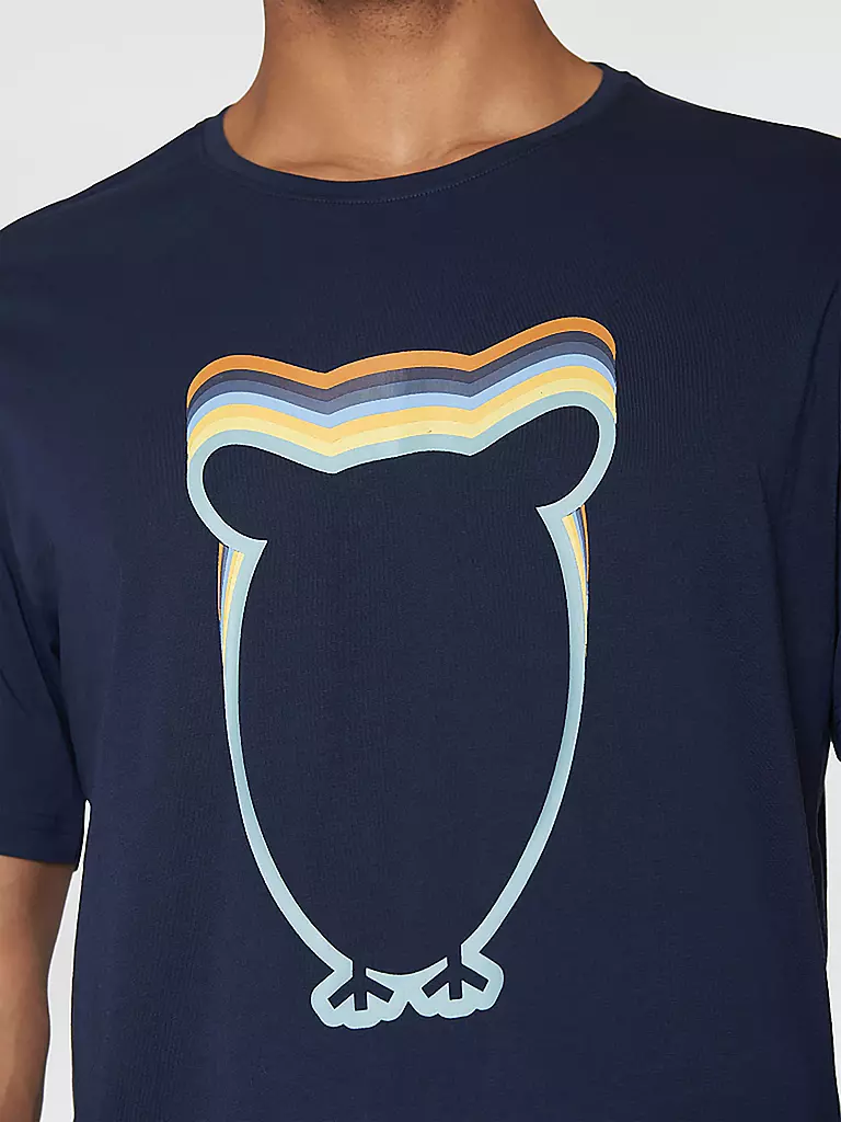KNOWLEDGE COTTON APPAREL | T-Shirt BIG OWL COLOUR | blau