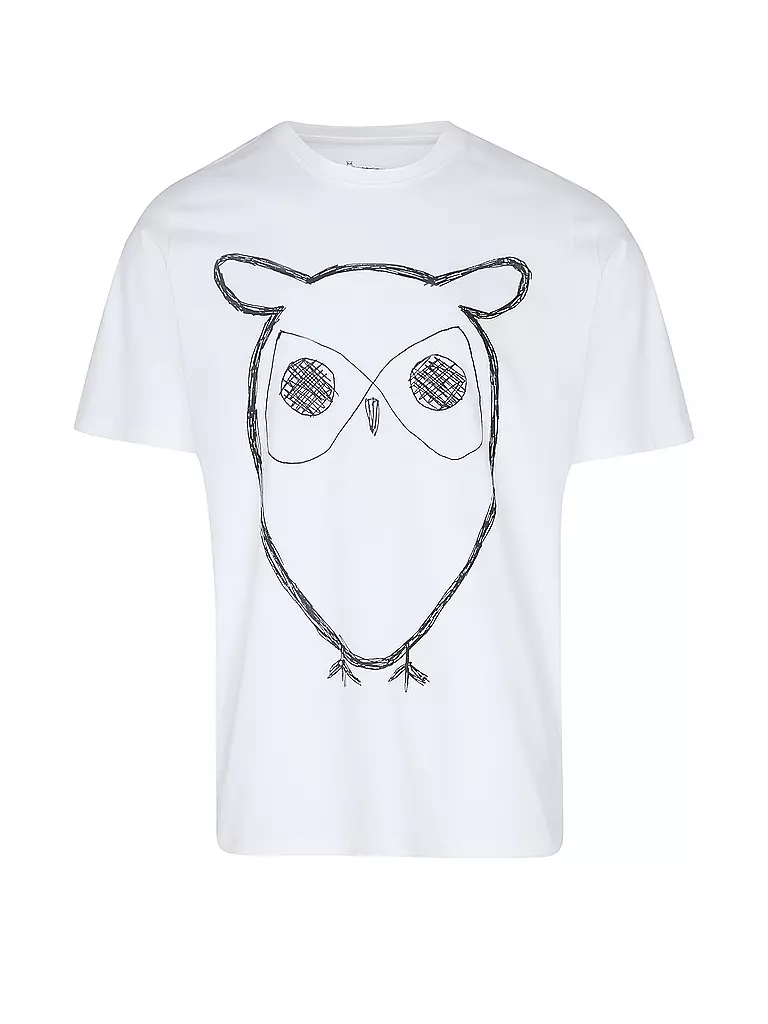 KNOWLEDGE COTTON APPAREL | T-Shirt BIG OWL | weiss