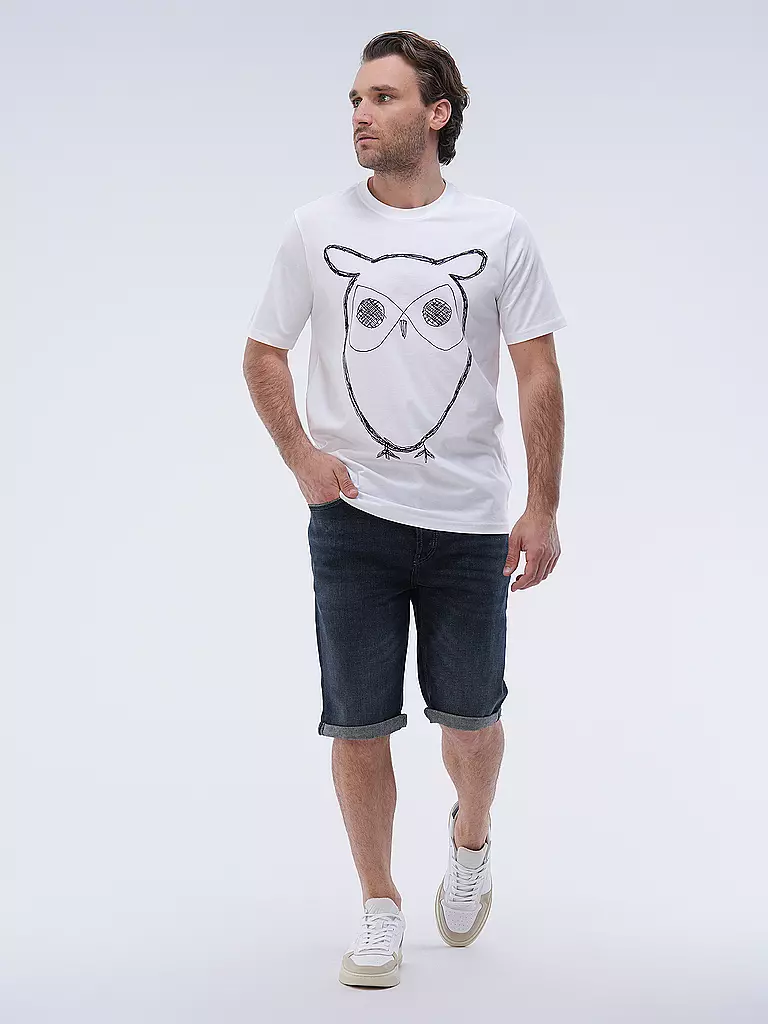 KNOWLEDGE COTTON APPAREL | T-Shirt BIG OWL | weiss