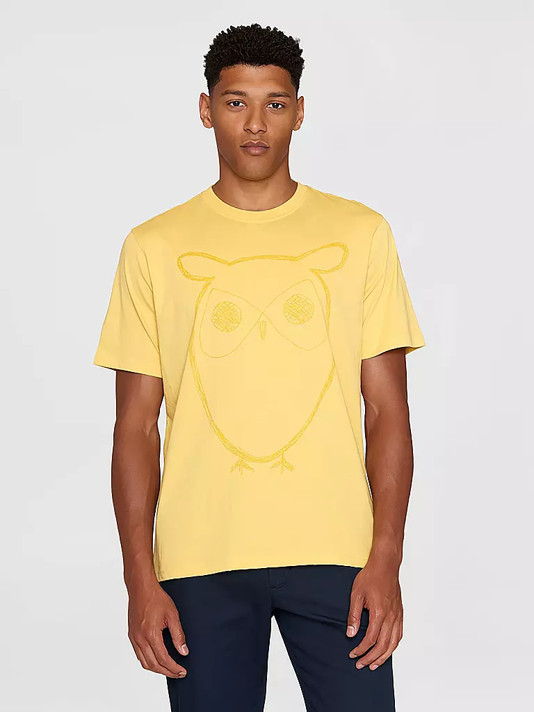 KNOWLEDGE COTTON APPAREL | T-Shirt BIG OWL | gelb