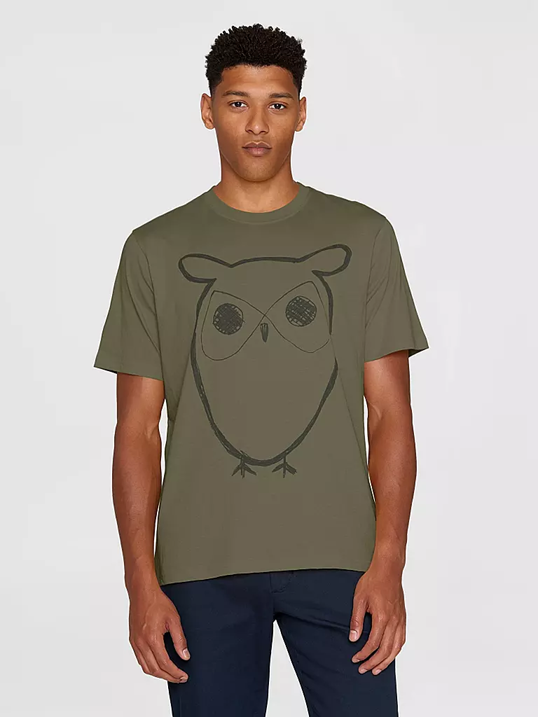 KNOWLEDGE COTTON APPAREL | T-Shirt BIG OWL | blau