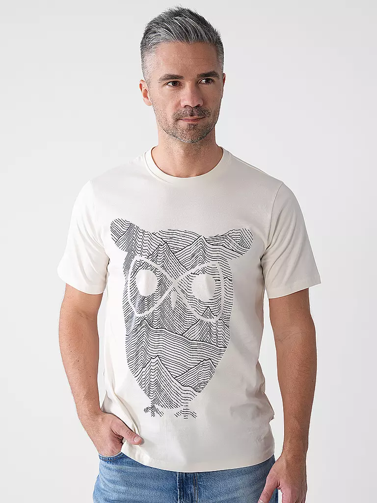KNOWLEDGE COTTON APPAREL | T-Shirt OWL LINES | olive