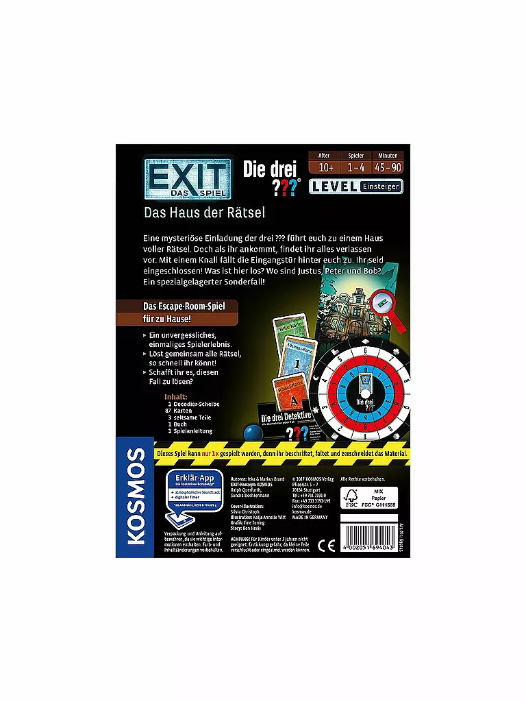 Die Drei Fragezeichen Das Rätsel Der Sieben KOSMOS Exit Spiel - Die drei Fragezeichen - Das Haus der Rätsel