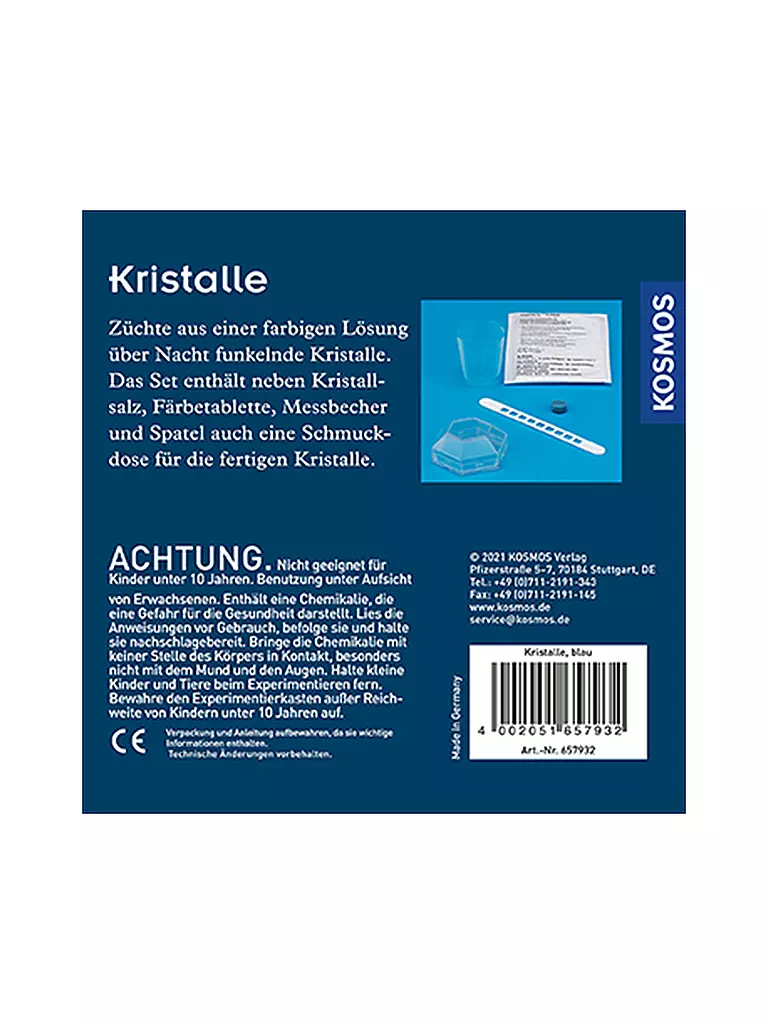 KOSMOS | Kristalle blau -  Züchte blaue Kristalle | keine Farbe