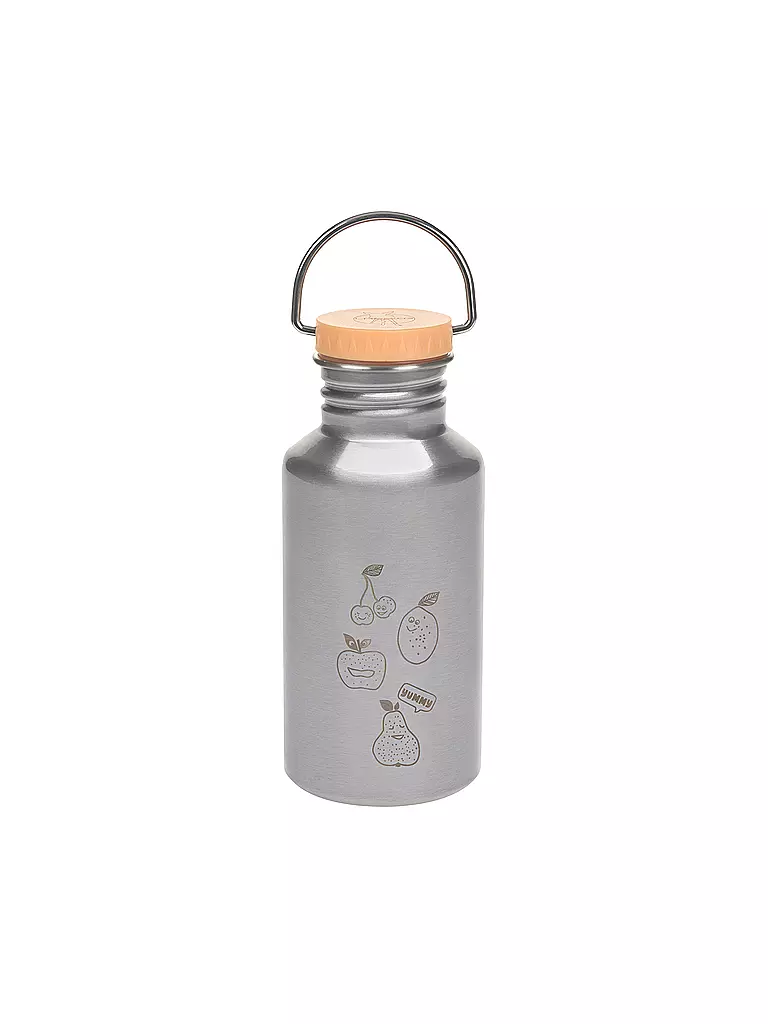 LÄSSIG | Trinkflasche Kinder - Edelstahl, Yummy  | grau