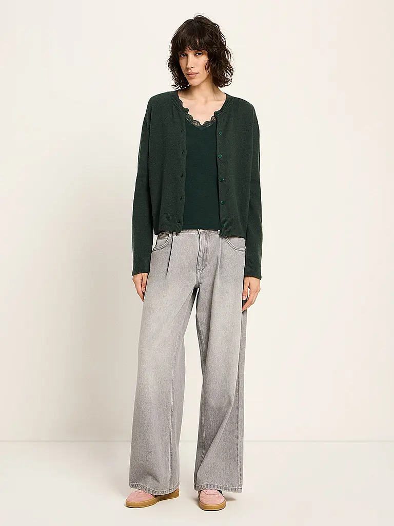 LANIUS | Strickjacke Boxy Fit | dunkelgrün