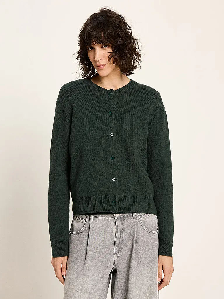 LANIUS | Strickjacke Boxy Fit | dunkelgrün