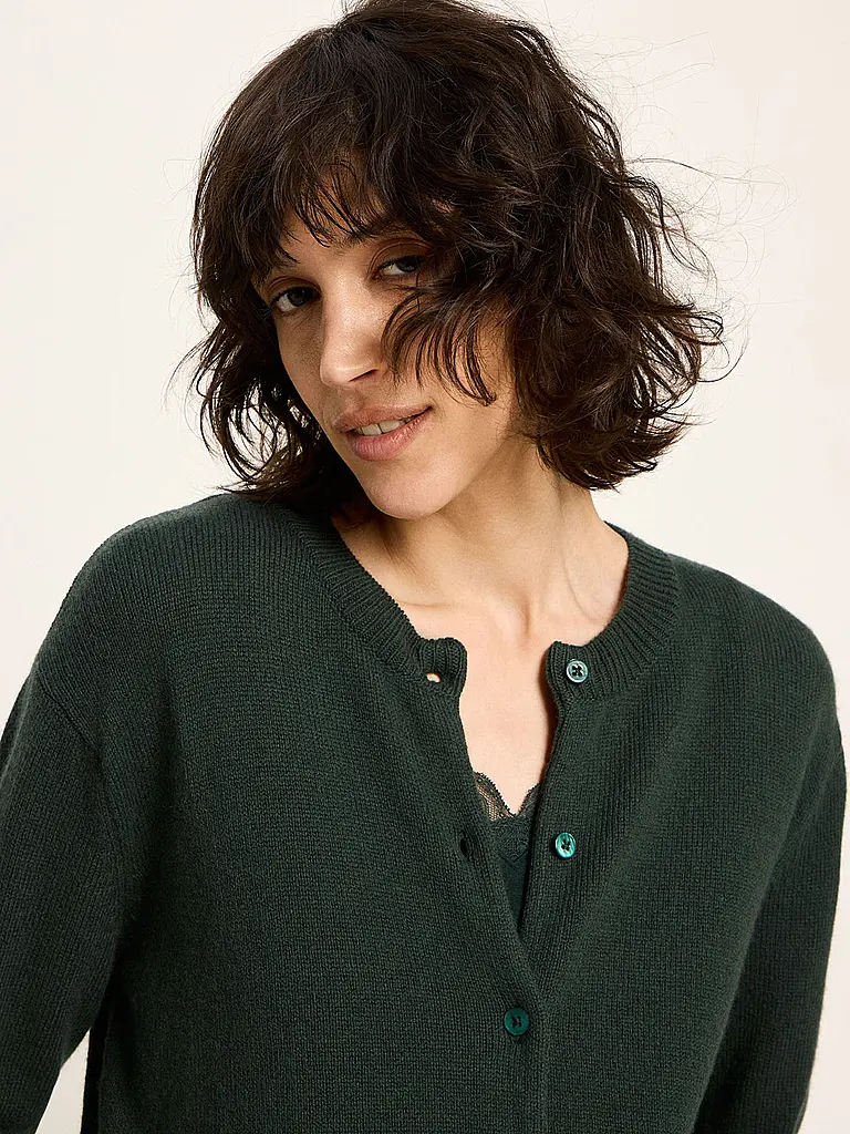 LANIUS | Strickjacke Boxy Fit | dunkelgrün