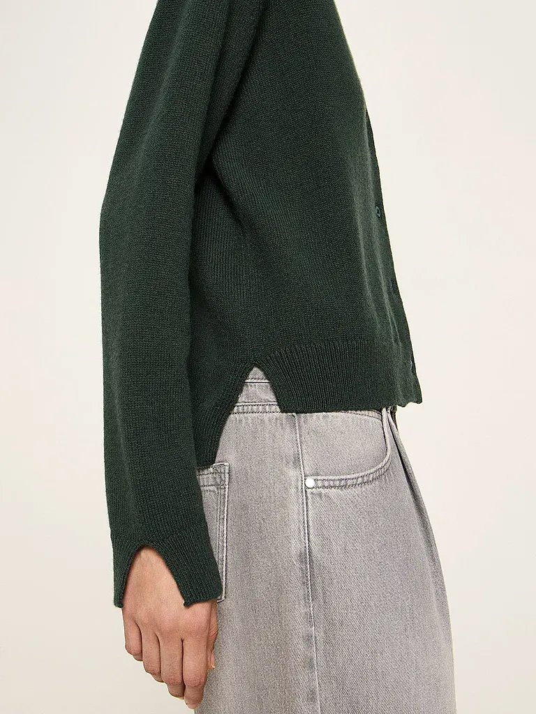 LANIUS | Strickjacke Boxy Fit | dunkelgrün