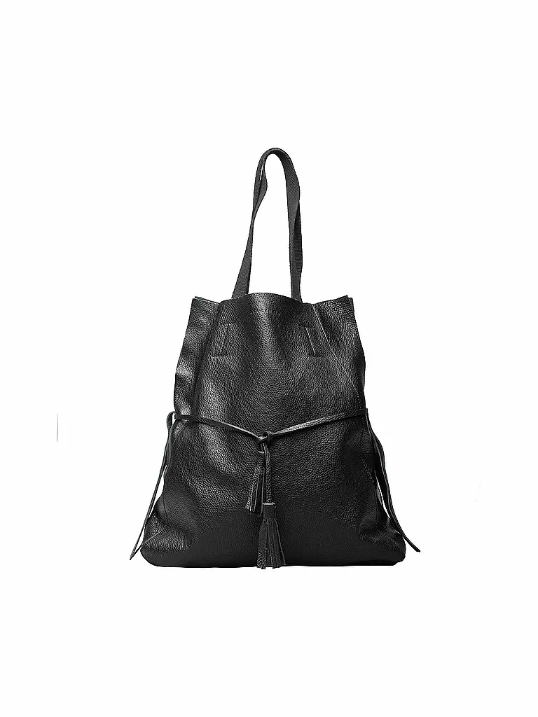 LARA LAUREN | Ledertasche - Shopper "New Poho" | schwarz