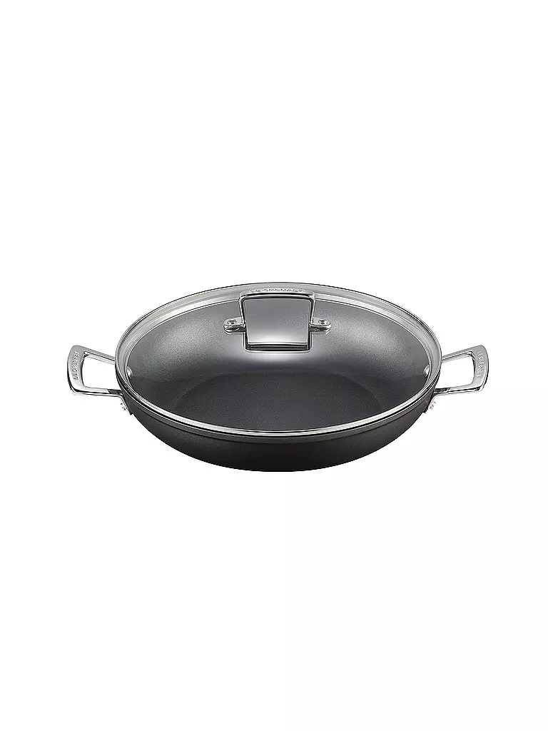 LE CREUSET | Aluminium-Antihaft Profipfanne mit Glasdeckel 30cm Schwarz | schwarz