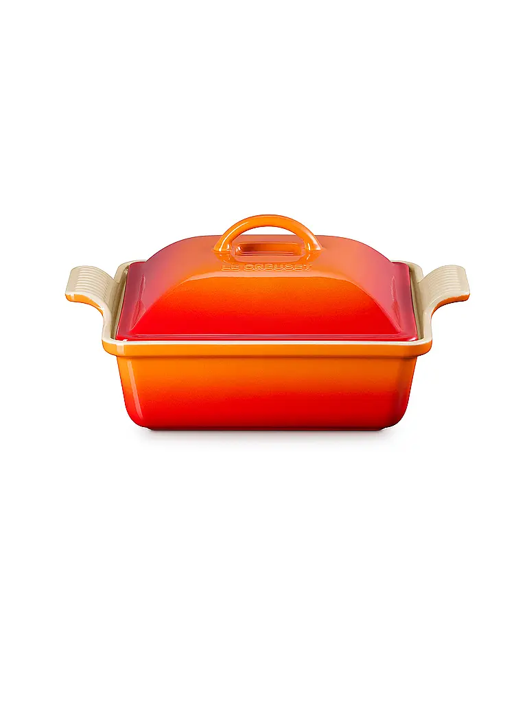LE CREUSET | Auflaufform quadratisch mit Deckel 23cm/2,4l TRADITION Ofenrot | orange