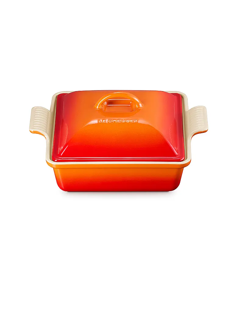 LE CREUSET | Auflaufform quadratisch mit Deckel 23cm/2,4l TRADITION Ofenrot | orange