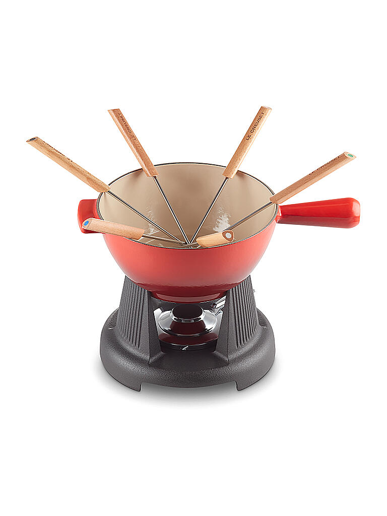 LE CREUSET Fondue Set Gusseisen Kirschrot rot
