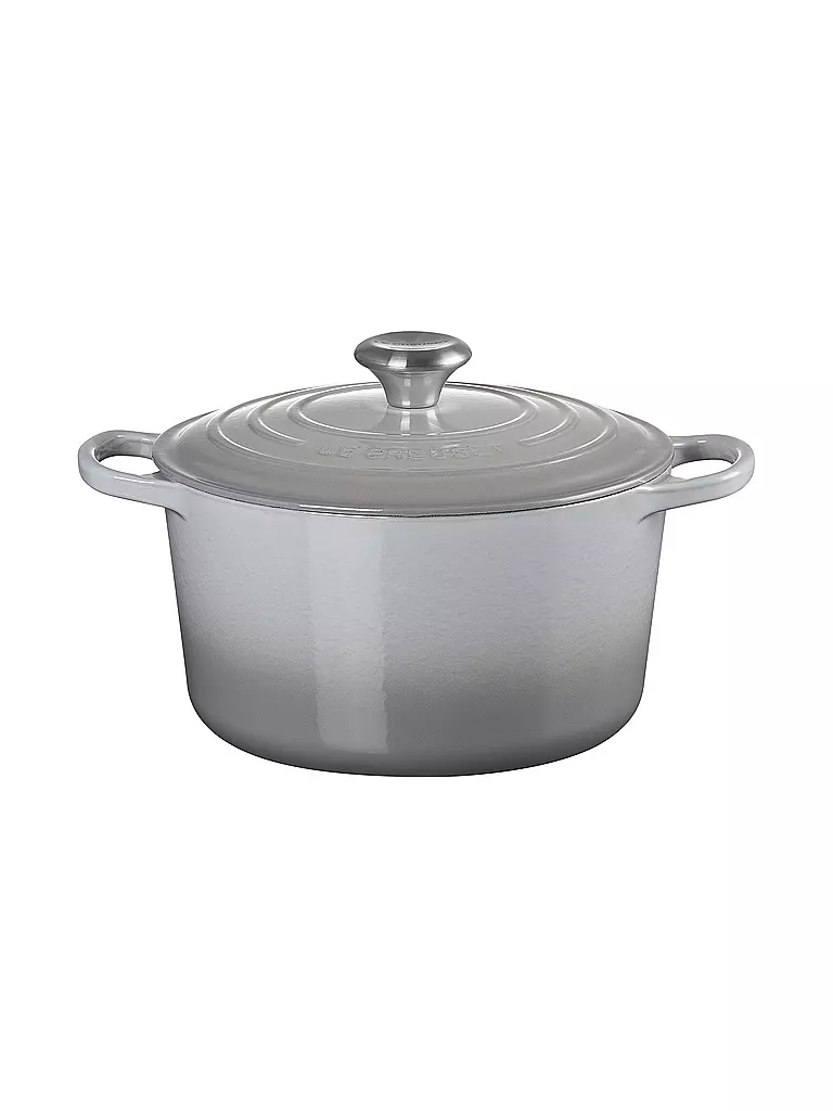 LE CREUSET | Hoher runder Bräter aus Gusseisen Signature 24cm Perlgrau | hellgrau