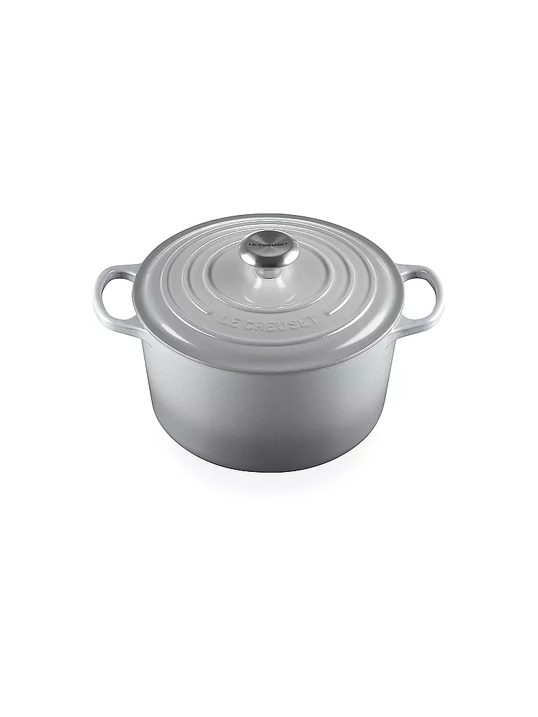 LE CREUSET | Hoher runder Bräter aus Gusseisen Signature 24cm Perlgrau | hellgrau