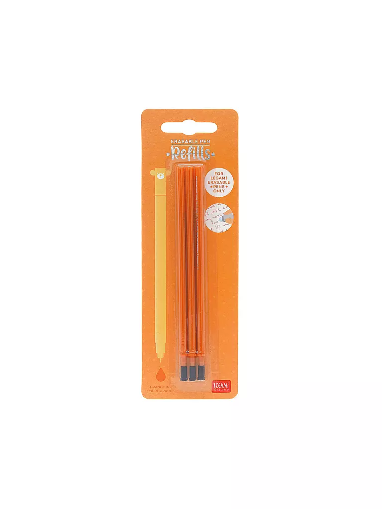 LEGAMI | Ersatzmine für löschbaren Gelstift - Erasable Pen 3er Pkg. Orange  | keine Farbe