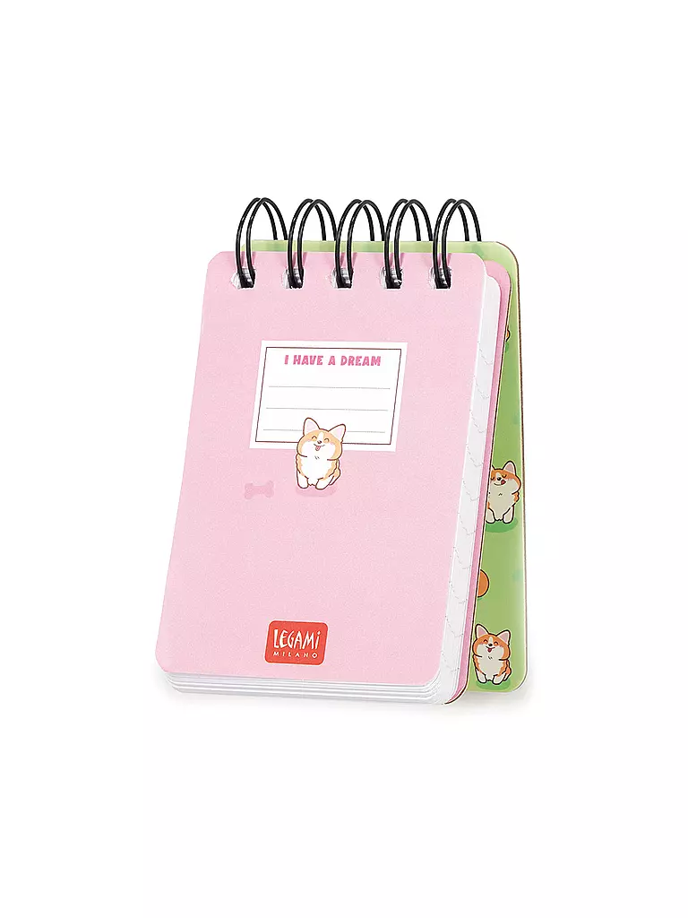 LEGAMI | Linierter Mini-Spiralnotizblock Corgi | keine Farbe