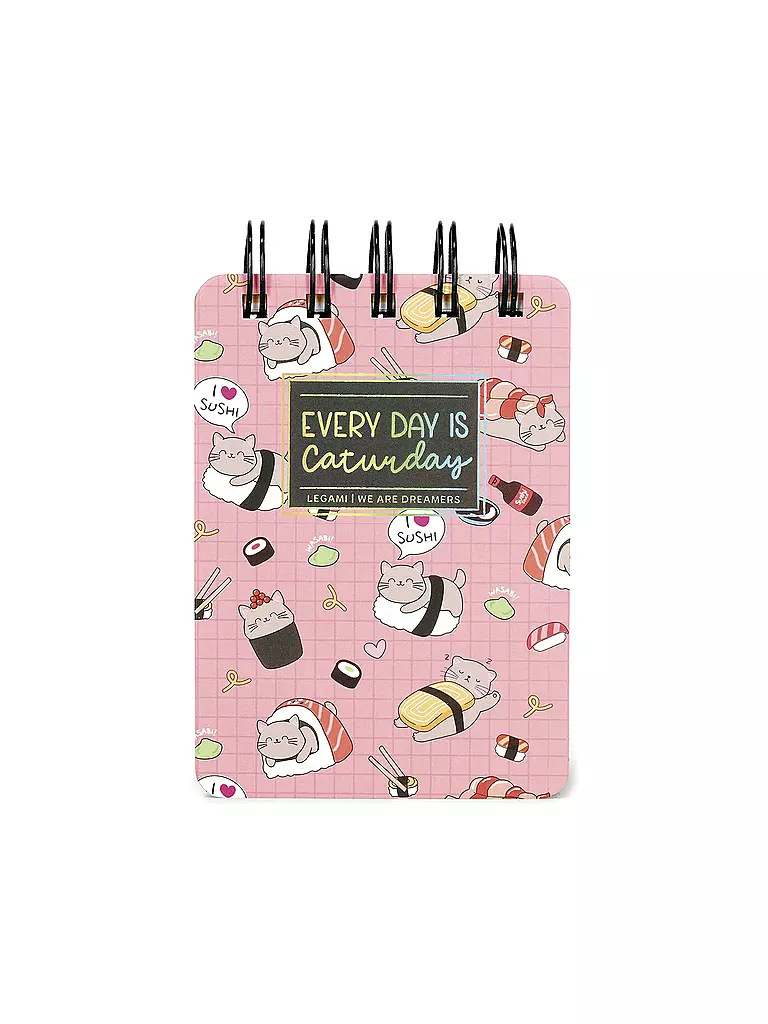 LEGAMI | Linierter Mini-Spiralnotizblock Sushi Cat  | keine Farbe