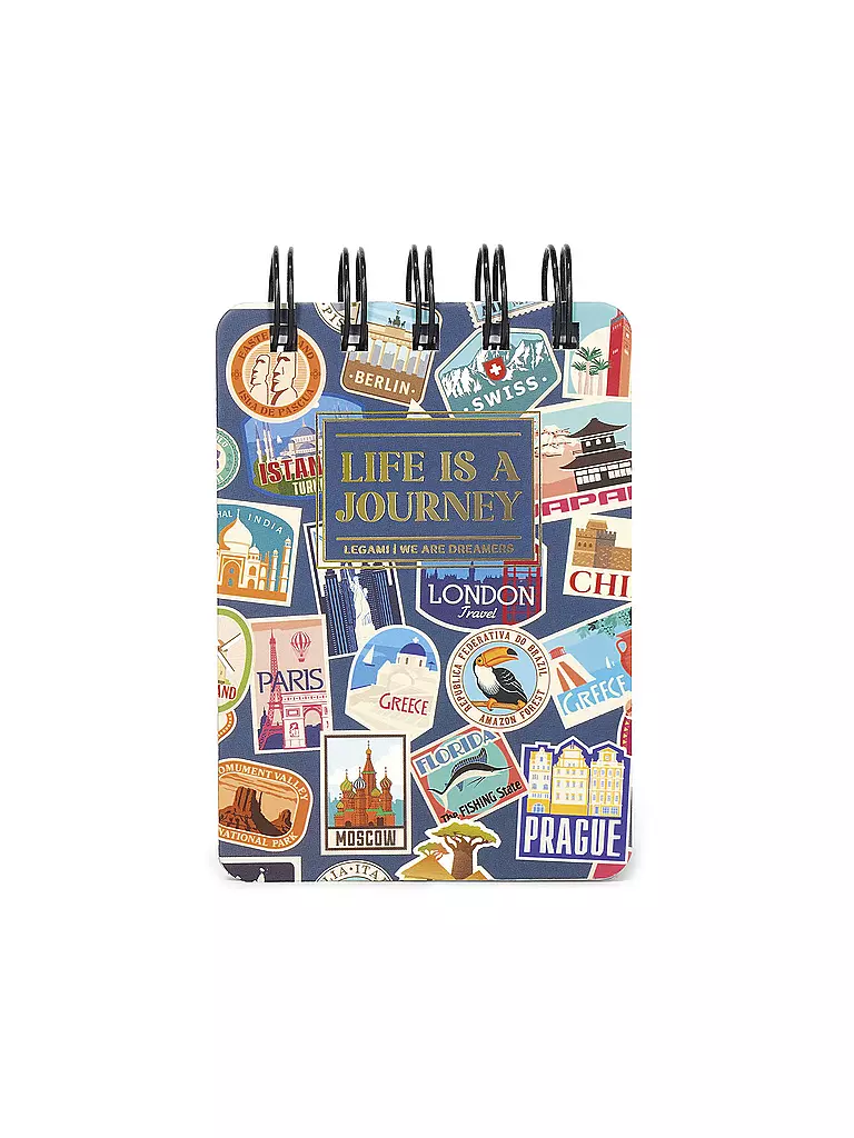 LEGAMI | Linierter Mini-Spiralnotizblock Travel Stickers | keine Farbe