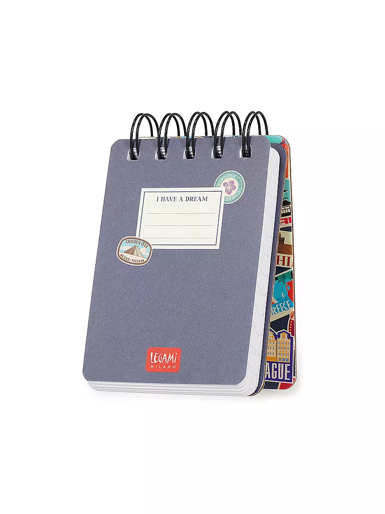 LEGAMI | Linierter Mini-Spiralnotizblock Travel Stickers | keine Farbe